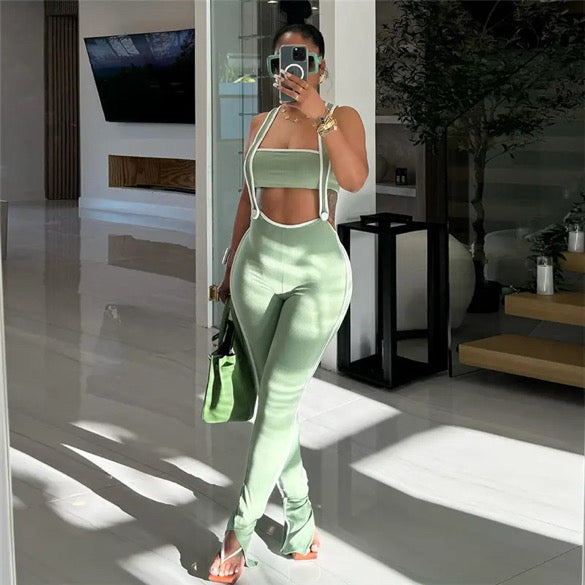 Green strap 2pc pant set