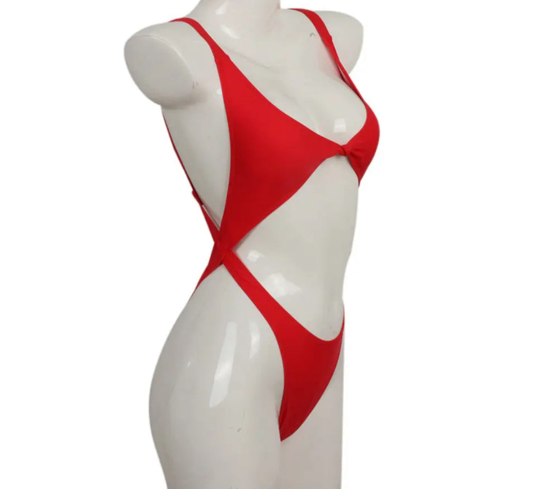 Red strap-kini